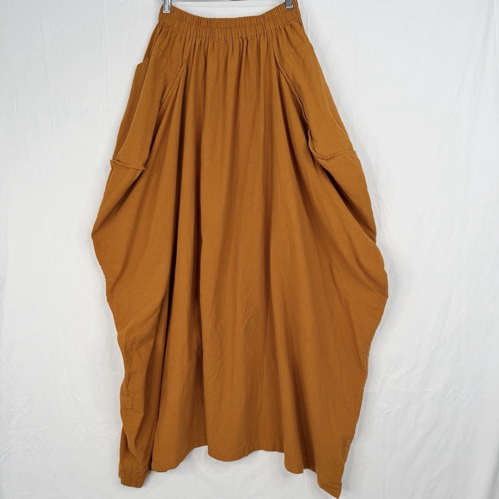 Thaluta Keela Womens Boho Maxi Skirt Copper One SZ. Cotton Pockets Elastic Waist